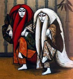 Peinture sur toile de Bernard Buffet Kabuki - Ren Jishi 1987 reproduction peinte à la main