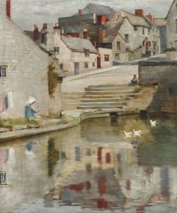 Peinture sur toile de Blandford Fletcher The Old Mill Pond Swanage Dorset - 1890 reproduction peinte à la main