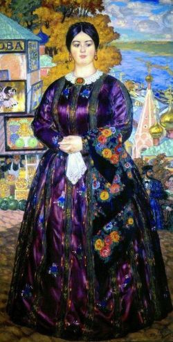 Peinture sur toile de Boris Kustodiev The Merchant S Wife 1915 reproduction peinte à la main