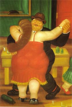 Peinture sur toile de Botero, Couple qui danse reproduction peinte à la main