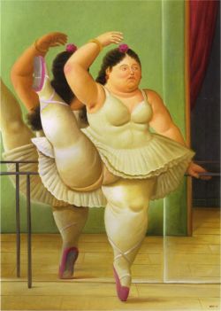 Peinture sur toile de Botero, Danseuse à la barre reproduction peinte à la main