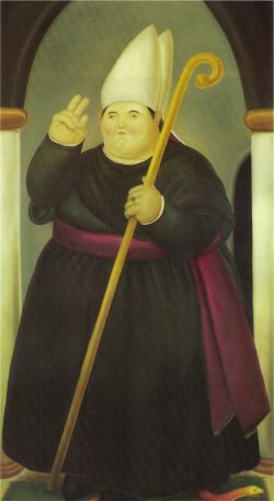 Peinture sur toile de Botero, Évêque reproduction peinte à la main