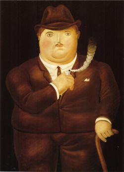Peinture sur toile de Botero, Homme en smoking reproduction peinte à la main