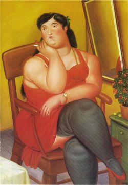 Peinture sur toile de Botero, La Colombienne reproduction peinte à la main