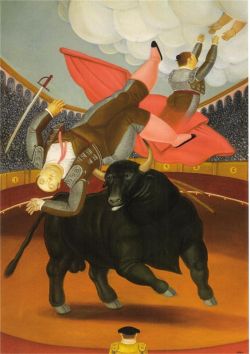 Peinture sur toile de Botero, La mort de Luis Chalet reproduction peinte à la main