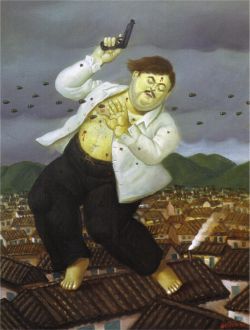 Peinture sur toile de Botero, La mort de Pablo Escobar reproduction peinte à la main