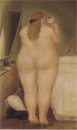 Peinture sur toile de Botero, La toilette du matin reproduction peinte à la main