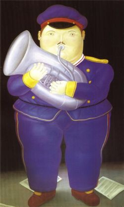 Peinture sur toile de Botero, Musicien reproduction peinte à la main