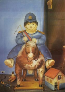 Peinture sur toile de Botero, Pedro sur son cheval reproduction peinte à la main