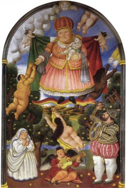 Peinture sur toile de Botero, Portail céleste reproduction peinte à la main