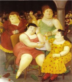 Peinture sur toile de Botero, Quatre femmes reproduction peinte à la main