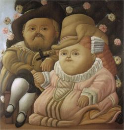 Peinture sur toile de Botero, Rubens et sa femme reproduction peinte à la main