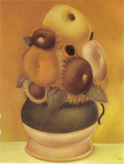 Peinture sur toile de Botero, Tournesol reproduction peinte à la main