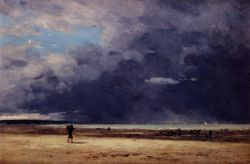 Peinture sur toile de Boudin, Deauville à marée basse - 1863 reproduction peinte à la main