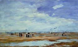 Peinture sur toile de Boudin, Deauville, la plage, marée basse - 1887 reproduction peinte à la main