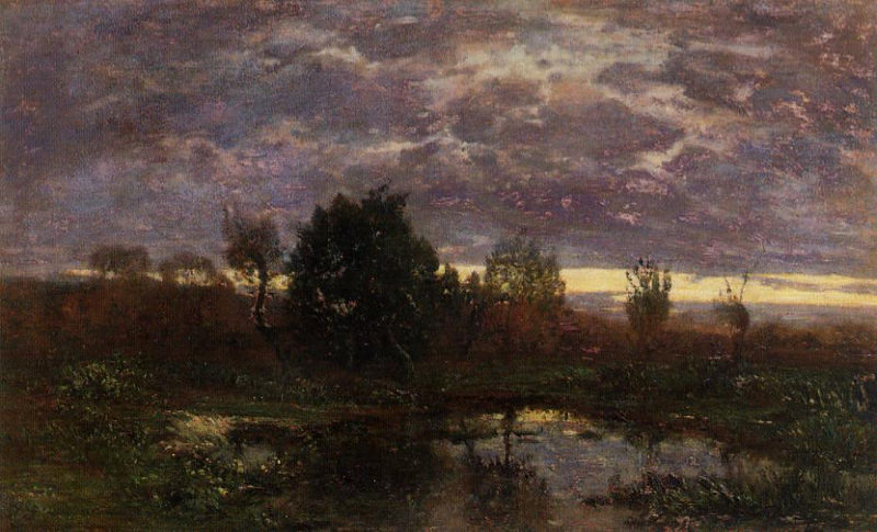 Boudin, Étang au coucher du soleil - 1857