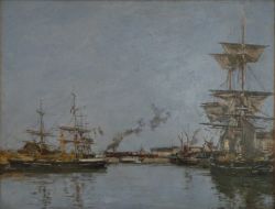 Peinture sur toile de Boudin, Le Bassin à Deauville - 1890 reproduction peinte à la main