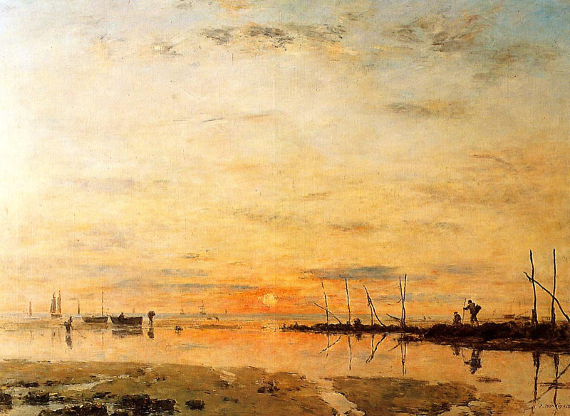 Boudin, Le Havre. Couché de soleil à marée basse - 1884