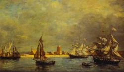 Peinture sur toile de Boudin, Le Port de Camaret reproduction peinte à la main