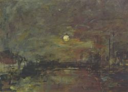Peinture sur toile de Boudin, Le soir tombe sur le port du Havre - 1875 reproduction peinte à la main