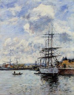 Peinture sur toile de Boudin, Port de Deauville - 1897 reproduction peinte à la main