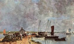 Peinture sur toile de Boudin, Port de mer - 1870 reproduction peinte à la main