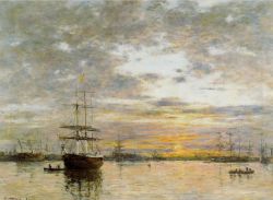 Peinture sur toile de Boudin, Port du Havre - 1882 reproduction peinte à la main