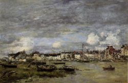Peinture sur toile de Boudin, Trouville, Le port - 1864 reproduction peinte à la main