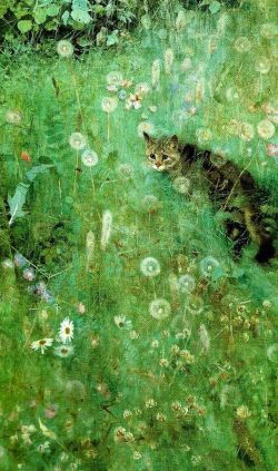 Peinture sur toile de Bruno Liljefors Cat In Meadow reproduction peinte à la main