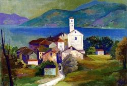 Peinture sur toile de Carl Hofer Italian Landscape Agnuzzo 1936 reproduction peinte à la main