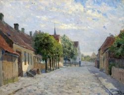 Peinture sur toile de Carl Martin Soya-jensen View Of A Village Street reproduction peinte à la main