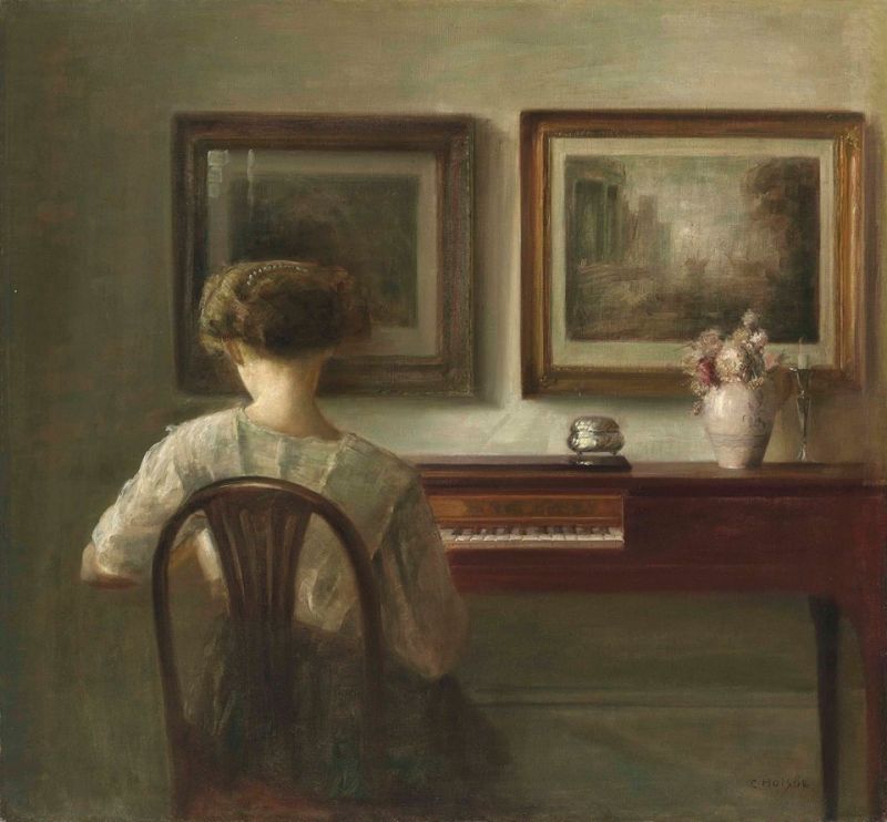 Carl Vilhelm Holse, Jeune femme à l'épinette - 1900