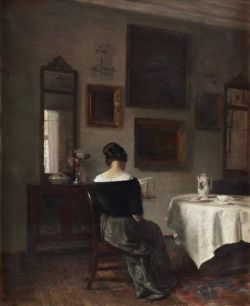 Peinture sur toile de Carl Vilhelm Holsoe, At The Breakfast Table reproduction peinte à la main