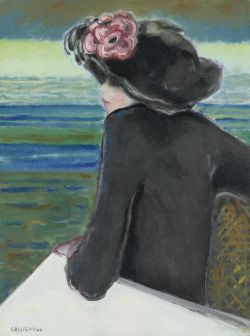Peinture sur toile de Cassigneul Femme Avec Une Robe Noire reproduction peinte à la main