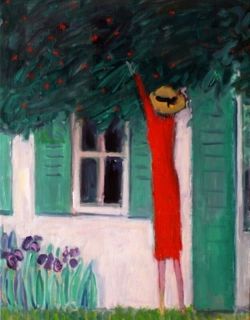 Peinture sur toile de Cassigneul Femme En Rouge reproduction peinte à la main