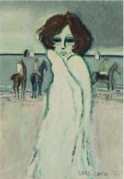 Peinture sur toile de Cassigneul Femme Sur La Plage reproduction peinte à la main