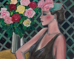 Peinture sur toile de Cassigneul Les Fleurs En Robe Noire reproduction peinte à la main
