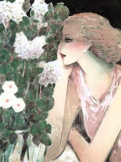 Peinture sur toile de Cassigneul Pensive Aux Fleurs Blanches reproduction peinte à la main