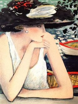 Peinture sur toile de Cassigneul Regard Au Chapeau Noir reproduction peinte à la main