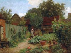 Peinture sur toile de Charles Haigh-Wood, The Kitchen Garden, 1883 reproduction peinte à la main