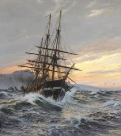 Peinture sur toile de Christian Molsted The Frigate Jutland Off Plymouth 1897 reproduction peinte à la main