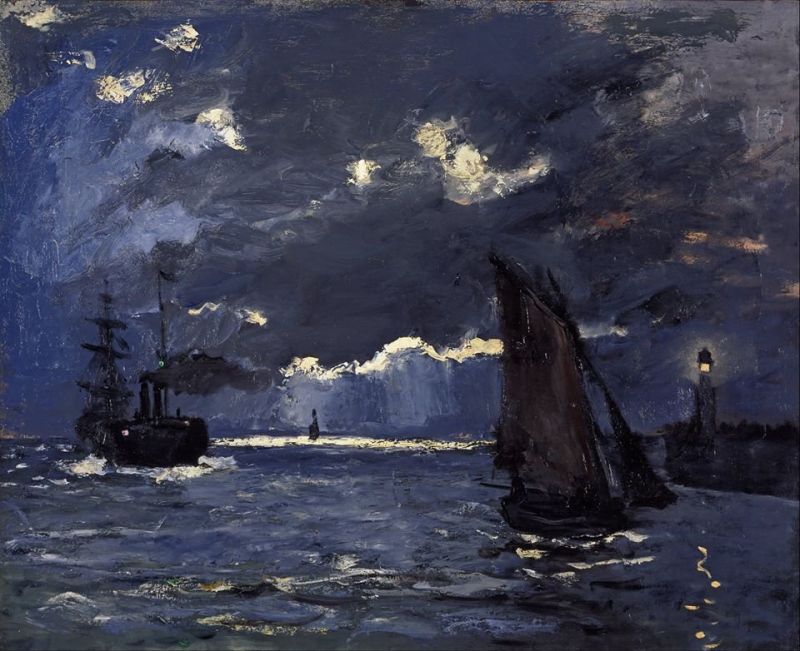 Claude Monet A Seascape Shipping By Moonlight - 1864