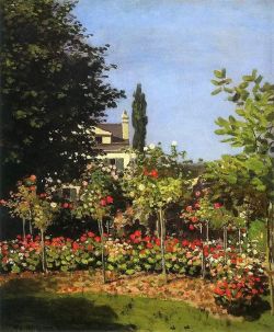 Peinture sur toile de Claude Monet, Garden in Bloom in Sainte-Addresse, 1866 reproduction peinte à la main