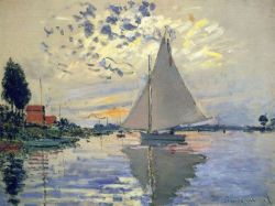 Peinture sur toile de Claude Monet Sailboat At Petit-gennevilliers reproduction peinte à la main