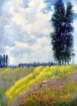 Peinture sur toile de Claude Monet Walk In The Meadows At Argenteuil - 1873 reproduction peinte à la main