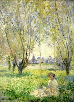 Peinture sur toile de Claude Monet, Woman Seated under the Willows, 1880 reproduction peinte à la main