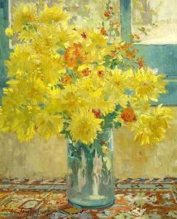 Peinture sur toile de Colin Campbell Cooper Yellow Chrysanthemums reproduction peinte à la main