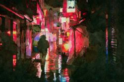 Peinture sur toile de Colored Streets reproduction peinte à la main