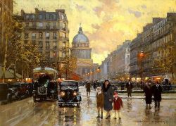 Reproduction sur toile du tableau Cortes Rue Soufflot Pantheon