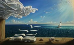 Dali Les Vagues Livre Et Voilier reproduction peinte à la main